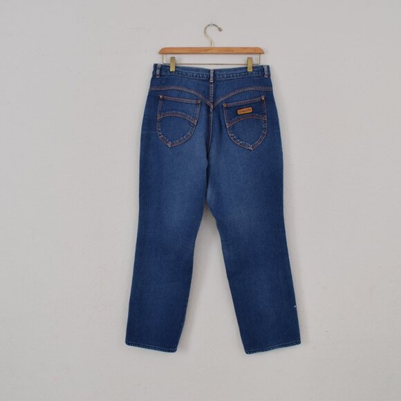Vintage Worrrn 80s Gitano Medium Wash Flat Front Cotton Pants size 18 SHORT | 34 - Picture 3 of 10